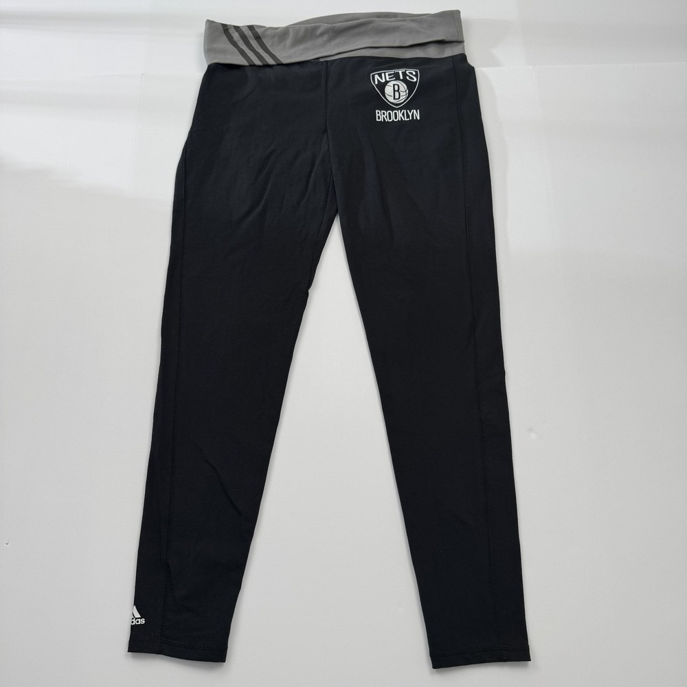 Brooklyn Nets Pants Womens XL (31x28) Black Gray NBA Basketball Adidas 4her